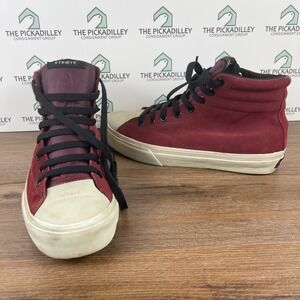 Straye High Top Sneakers Maroon Suede Leather Casual Shoes Mens